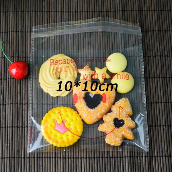 50Pcs Frosted Smile Face Bag Biscuit Candy Self-adhesive Bag DIY Baking Package Food Packaging Bags  Festival Party 14cm*14cm 4