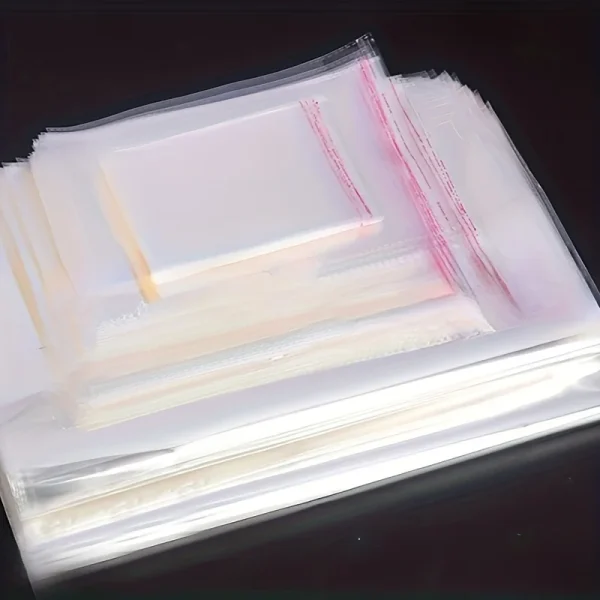200pcs Transparent Self-Seal Cellophane Bags – Multipurpose & Assorted Sizes for Treats, Jewelry, Party Favors & Gifts 1