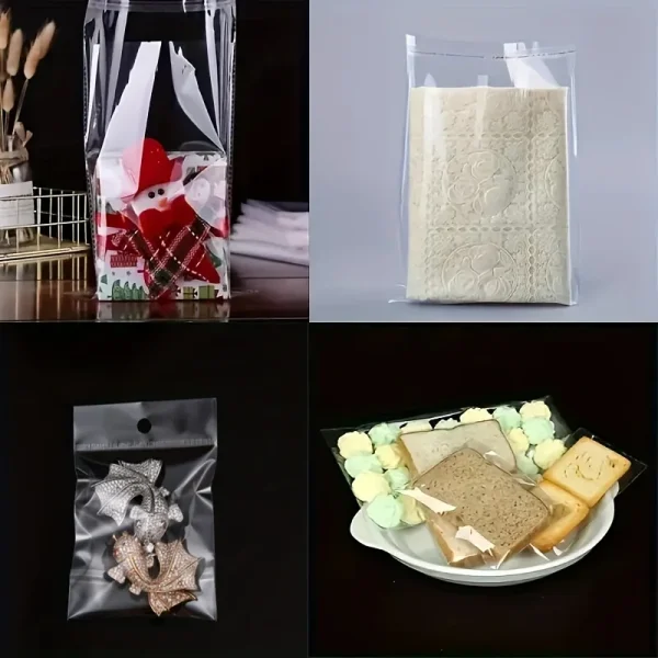 200pcs Transparent Self-Seal Cellophane Bags – Multipurpose & Assorted Sizes for Treats, Jewelry, Party Favors & Gifts 6