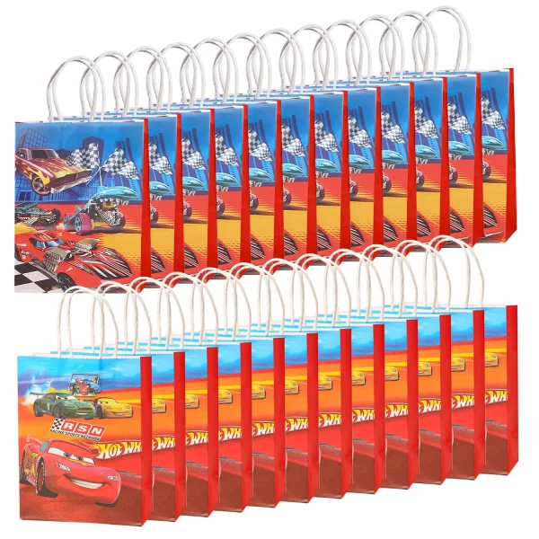 24pcs Hot Car Happy Birthday Party Decoration Gift Bags Wheels Wild Wheels Race Car Candy Bags for Birthday Party Favors 1