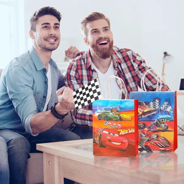 24pcs Hot Car Happy Birthday Party Decoration Gift Bags Wheels Wild Wheels Race Car Candy Bags for Birthday Party Favors 4