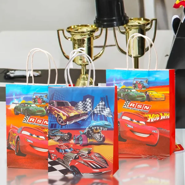 24pcs Hot Car Happy Birthday Party Decoration Gift Bags Wheels Wild Wheels Race Car Candy Bags for Birthday Party Favors 5