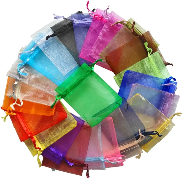 25/50/100pcs Organza Gift Bag Multicolor Drawstring Pouches For Candy Jewelry Bag Packing Wedding Gift Bags Organza Bag 1