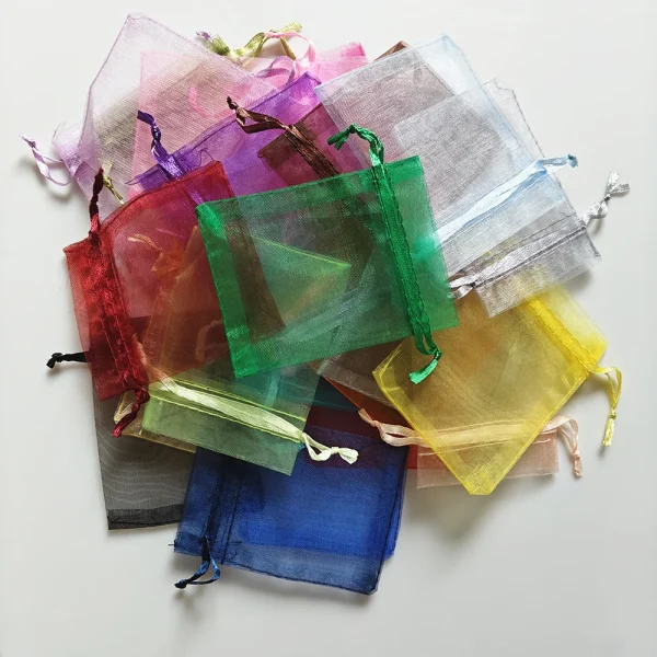 25/50/100pcs Organza Gift Bag Multicolor Drawstring Pouches For Candy Jewelry Bag Packing Wedding Gift Bags Organza Bag 2