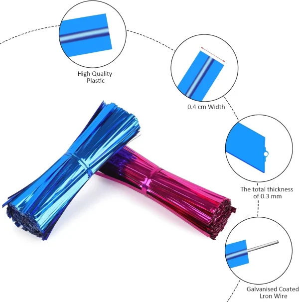 800 Pcs 2.36''-7.87" Twist Ties Plastic Metallic Twist Ties For Bags Wire Tie Reusable Twist Bread Ties For Household Office Use 2