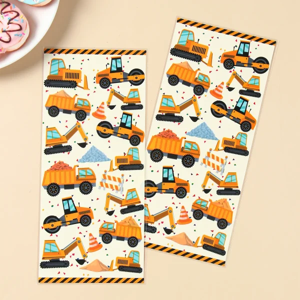 Construction Candy Bags Heat Sealable Treat Cookie Candy Goodie Bags Engineering Vehicle Birthday Party Supplies Baby Shower 4