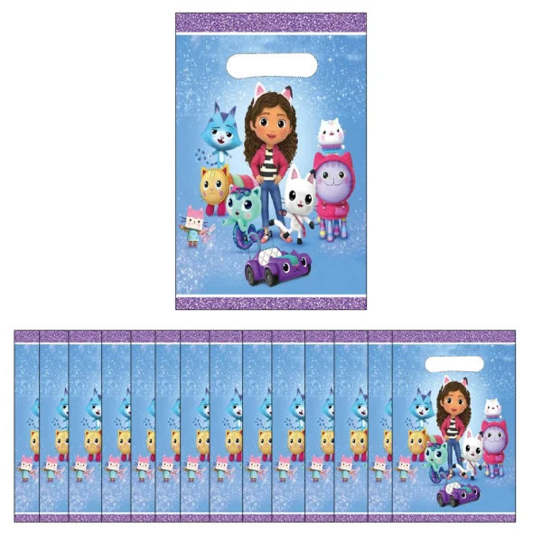 10pcs Blue Gabby Doll House Party Gift Bag Cartoon Theme Party Supplies Candy Bag Storage Bag Party Decoration 1
