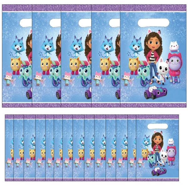 10pcs Blue Gabby Doll House Party Gift Bag Cartoon Theme Party Supplies Candy Bag Storage Bag Party Decoration 2