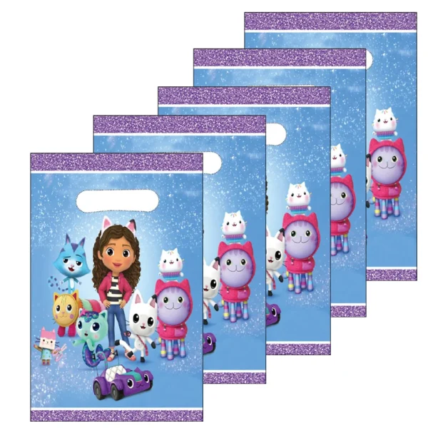 10pcs Blue Gabby Doll House Party Gift Bag Cartoon Theme Party Supplies Candy Bag Storage Bag Party Decoration 5