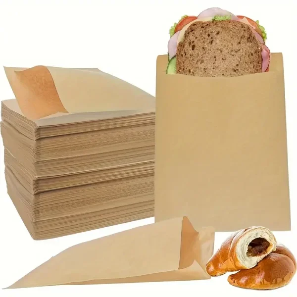 50/100 Pcs Sandwich Wrappers Oil-Proof Bags Party Favor Bag Envelopes Merchandise Bags For Snack Cookie Popcorn Disposable Paper 1