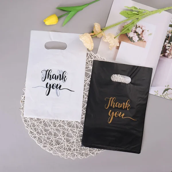 10pcs Thank You Candy Plastic Bags Wedding Gifts Packing Bag For Guest Kids Birthday Baby Shower Party Decor Shopping Handbag 2