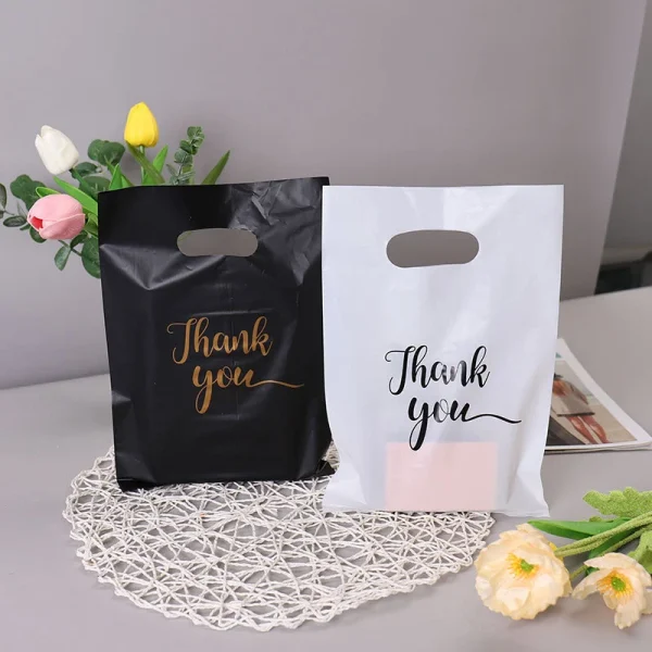 10pcs Thank You Candy Plastic Bags Wedding Gifts Packing Bag For Guest Kids Birthday Baby Shower Party Decor Shopping Handbag 3