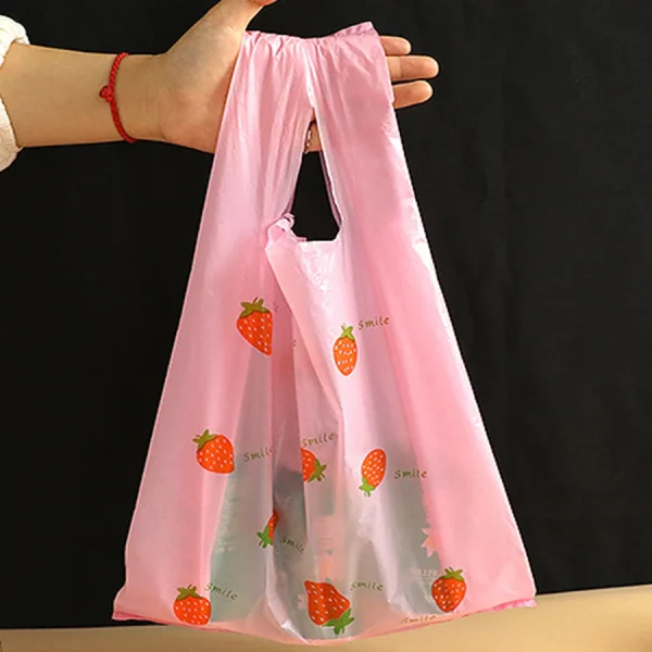 50pcsFolding Shopping Bag Storage Bag Strawberry Handbags Tote Bag Waterproof Eco-Friendly Tote Pouch Women Organizers 3
