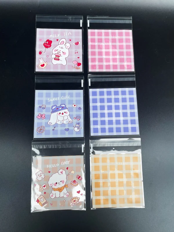 100pcs Cute Bunny Dog Print Opp Bag, Gift Candy Decorative Bag, Birthday Party Wedding Dinner Gift Bags 3