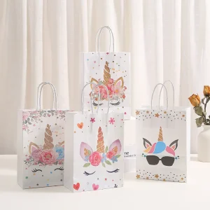 6Pcs Cartoon Unicorn Theme Kraft Paper Party Gift Packaging Bag Baby Shower Party Goody Treat Bag Kids Birthday Party Decoration 1