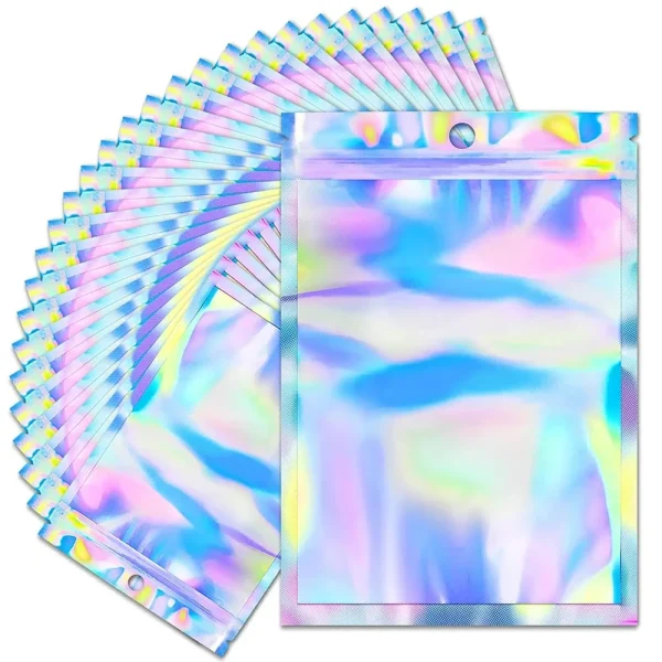 Resealable Laser Ziplock Bags Packaging Holographic Envelopes Flat Clear Plastic Candy Jewelry Food Storage Bag Multiple Sizes 2