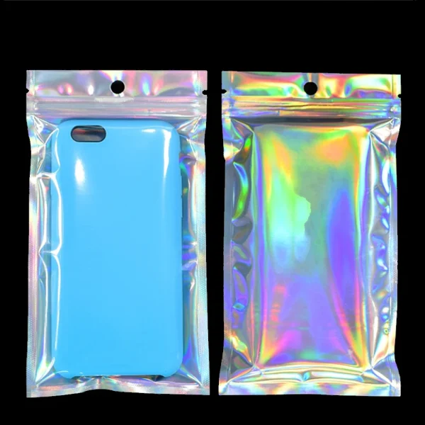 Resealable Laser Ziplock Bags Packaging Holographic Envelopes Flat Clear Plastic Candy Jewelry Food Storage Bag Multiple Sizes 4