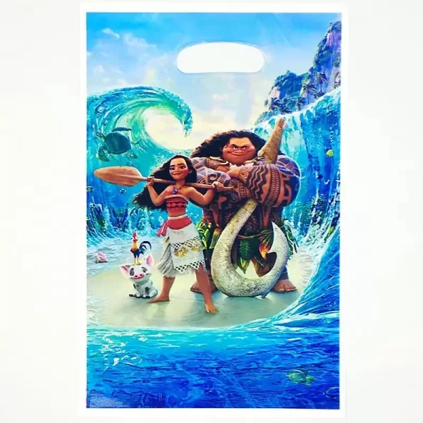 10/50pcs Moana Theme Loot Bag Children's Birthday Party Disposable Plastic Candy Biscuit Handheld Gift Bag Party Supplies Decora 2