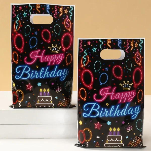 Fluorescent Happy Birthday Gift Bags Neon Glow In The Dark Birthday Party Decor Kids Birthday Party Supplies Candy Packing Bags 5