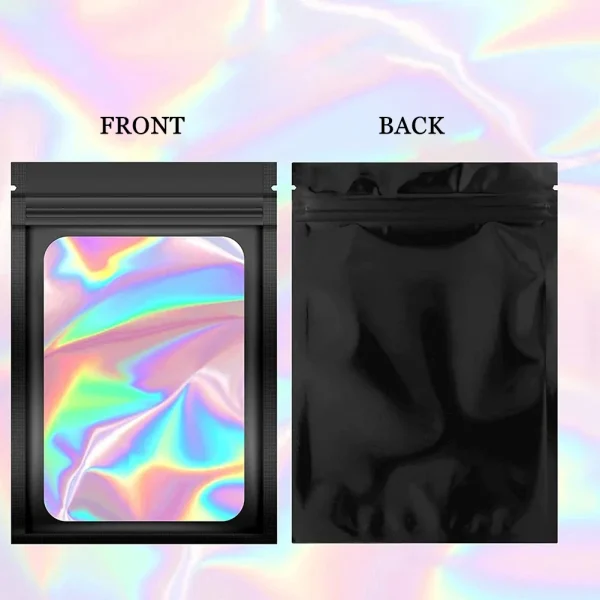 100Pcs Holographic Ziplock Bags Plastic Laser Iridescent Zip Bags for Manicure Eyelash Display Earrings Ring Jewelry Storage Bag 4