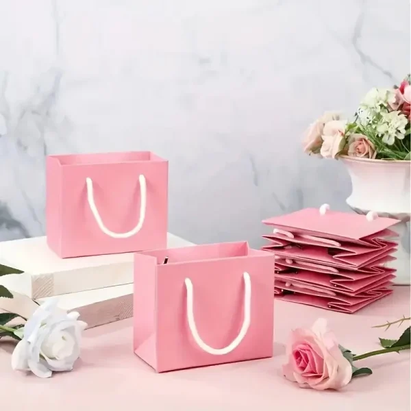 5/10pcs mini party gift bag with handle, suitable for wedding, birthday, earrings jewelry storage, party decoration gift packag 3