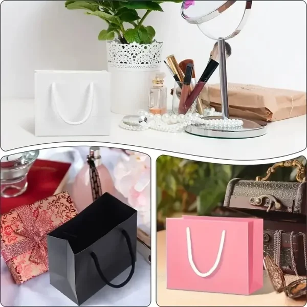 5/10pcs mini party gift bag with handle, suitable for wedding, birthday, earrings jewelry storage, party decoration gift packag 4