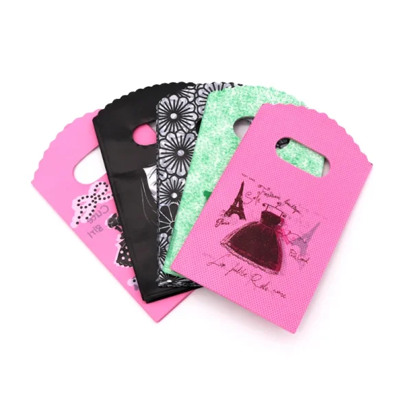 New Fashion Wholesale 50Pcs/Lot 9*15cm Simple Dots Mini Plastic Gift Bag Small Candy Jewelry Packaging Bags With Handles 3