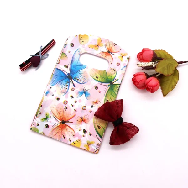 New Fashion Wholesale 50Pcs/Lot 9*15cm Simple Dots Mini Plastic Gift Bag Small Candy Jewelry Packaging Bags With Handles 5
