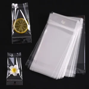 transparent plastic hanging self-adhesive bag, self-sealing jewelry, candy packaging, re-sealable gift biscuit packaging bag 1