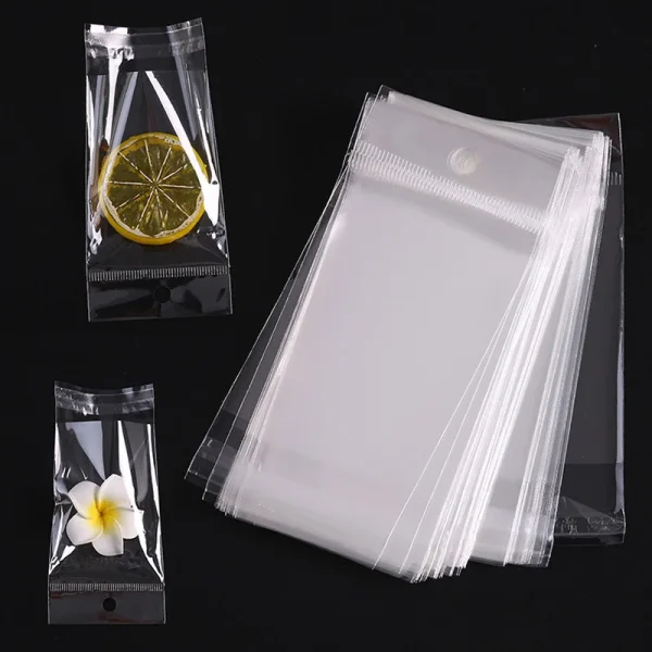 transparent plastic hanging self-adhesive bag, self-sealing jewelry, candy packaging, re-sealable gift biscuit packaging bag 1