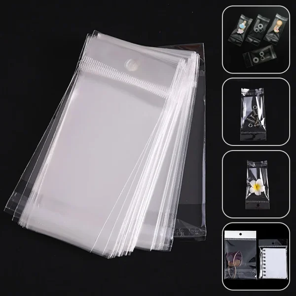 transparent plastic hanging self-adhesive bag, self-sealing jewelry, candy packaging, re-sealable gift biscuit packaging bag 2