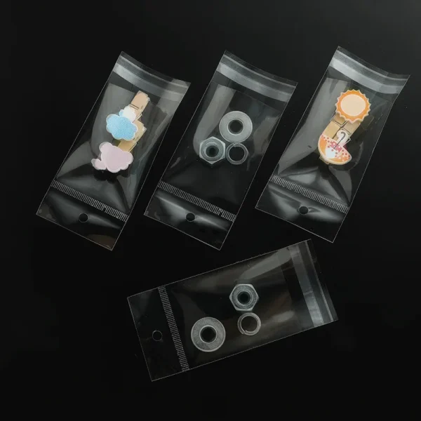 transparent plastic hanging self-adhesive bag, self-sealing jewelry, candy packaging, re-sealable gift biscuit packaging bag 5