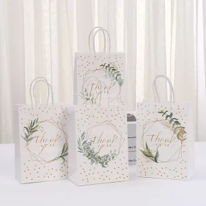 Thank you Gift Bags, Wedding Favors, Bridal Shower Party Supplies, Birthday Present Bags, Kraft Paper Goodie Bags for Guests 1