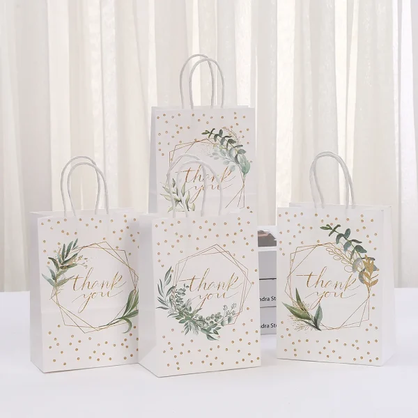 Thank you Gift Bags, Wedding Favors, Bridal Shower Party Supplies, Birthday Present Bags, Kraft Paper Goodie Bags for Guests 1