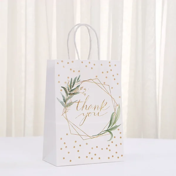 Thank you Gift Bags, Wedding Favors, Bridal Shower Party Supplies, Birthday Present Bags, Kraft Paper Goodie Bags for Guests 2