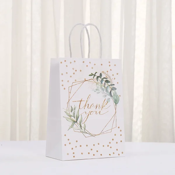Thank you Gift Bags, Wedding Favors, Bridal Shower Party Supplies, Birthday Present Bags, Kraft Paper Goodie Bags for Guests 3