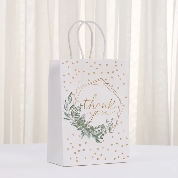 Thank you Gift Bags, Wedding Favors, Bridal Shower Party Supplies, Birthday Present Bags, Kraft Paper Goodie Bags for Guests 4