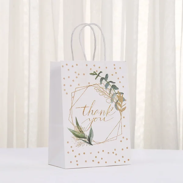 Thank you Gift Bags, Wedding Favors, Bridal Shower Party Supplies, Birthday Present Bags, Kraft Paper Goodie Bags for Guests 5