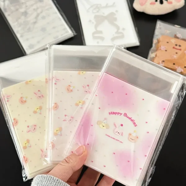 50 Pcs Cute Pet Self Adhesive Bag Candy Packaging Bag Small Gift Jewelry Packaging Bag 1