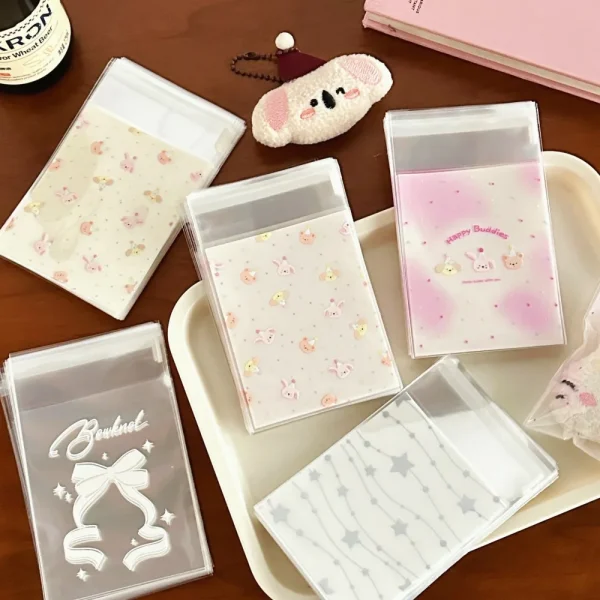 50 Pcs Cute Pet Self Adhesive Bag Candy Packaging Bag Small Gift Jewelry Packaging Bag 3
