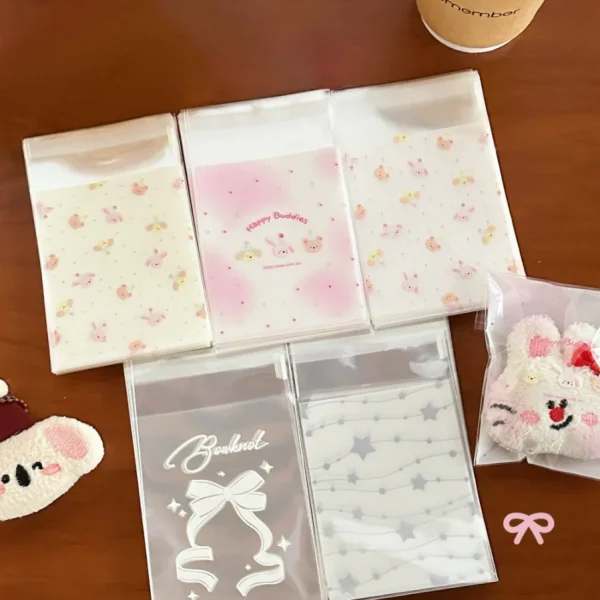 50 Pcs Cute Pet Self Adhesive Bag Candy Packaging Bag Small Gift Jewelry Packaging Bag 4