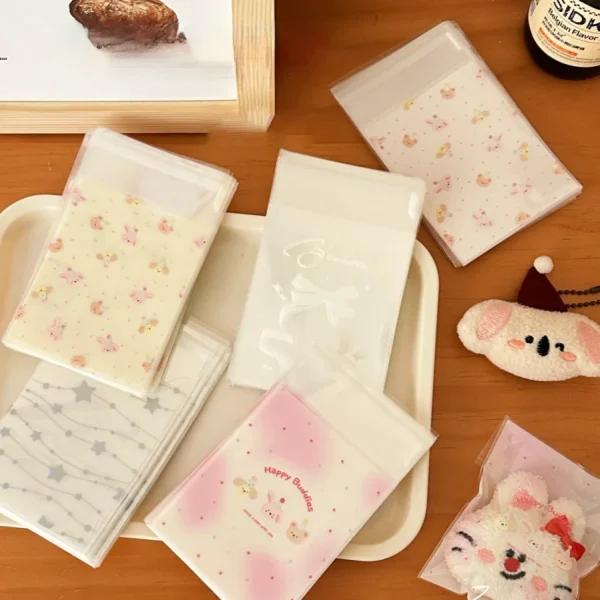 50 Pcs Cute Pet Self Adhesive Bag Candy Packaging Bag Small Gift Jewelry Packaging Bag 6