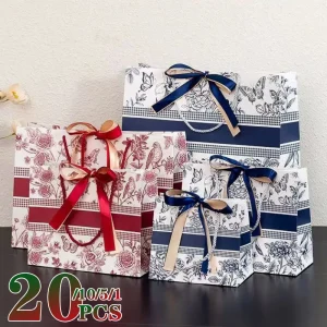 1/5/10/20PCS Flower Gift Bag Gift Packaging New Year Valentine’s Day Wedding Party Tote Decorative Floral Packaging 1