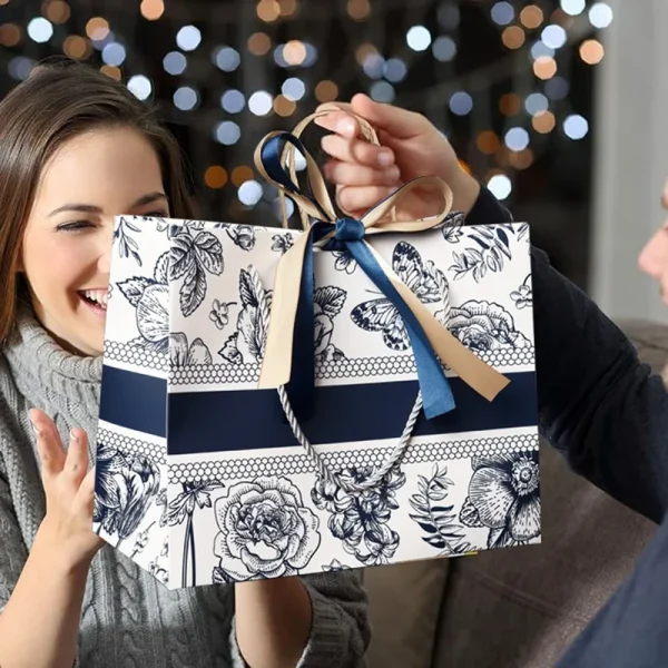 1/5/10/20PCS Flower Gift Bag Gift Packaging New Year Valentine’s Day Wedding Party Tote Decorative Floral Packaging 2