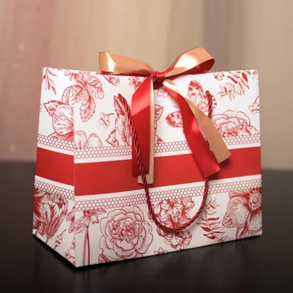 1/5/10/20PCS Flower Gift Bag Gift Packaging New Year Valentine’s Day Wedding Party Tote Decorative Floral Packaging 5