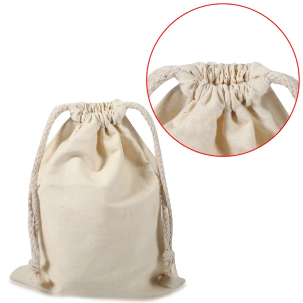 Household Plain Cotton Drawstring Storage Laundry Sack Stuff Bag for Travel Home Use Cotton Storage Bags Organizer 4