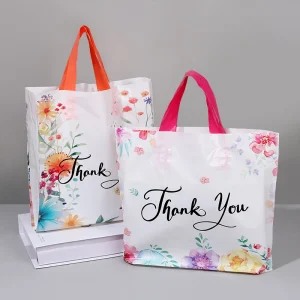 10/20/30Pcs Thank You Gift Bag Floral Design Plastic Tote Bags for Wedding Birthday Party Gift Packaging Thanksgiving Christmas 1