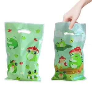 10-30 pieces of green frog and mushroom gift bags, party gift bags, birthday candy cake gift bags, holiday birthday wedding gift 1