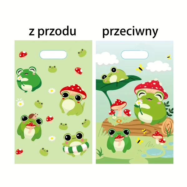 10-30 pieces of green frog and mushroom gift bags, party gift bags, birthday candy cake gift bags, holiday birthday wedding gift 3