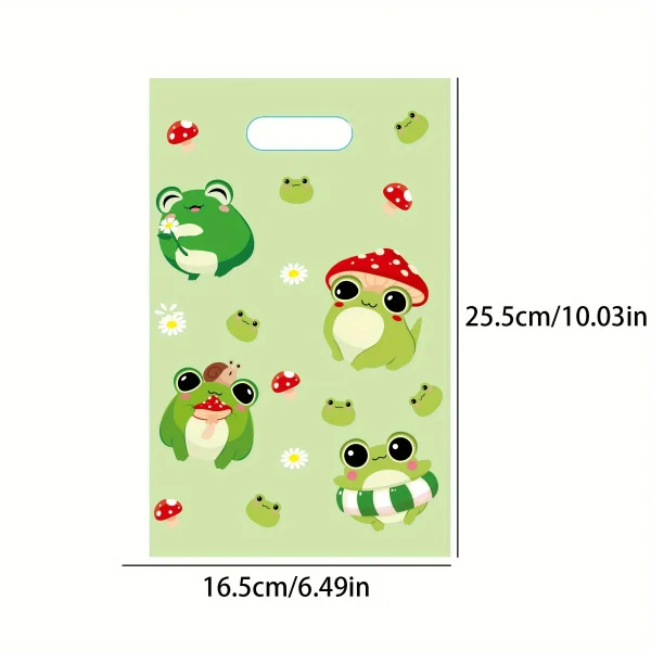 10-30 pieces of green frog and mushroom gift bags, party gift bags, birthday candy cake gift bags, holiday birthday wedding gift 4